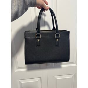 Miztique Black Leather Satchel Doctor Bag with Gold Metal Zipper